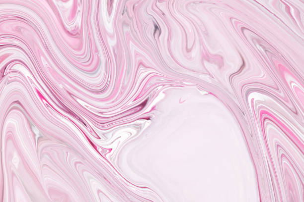 istock Fluid art texture. Background with abstract swirling paint effect. Liquid acrylic artwork with flows and splashes. Mixed paints for posters or wallpapers. Pink, gray and white overflowing colors. 1227195220