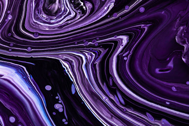 istock Fluid art texture. Abstract backdrop with mixing paint effect. Liquid acrylic picture with beautiful mixed paints. Can be used for interior poster. Purple, white and black overflowing colors. 1227196079