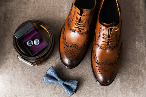 istock Brown men's shoes. Butterfly. Strap. 1227197341
