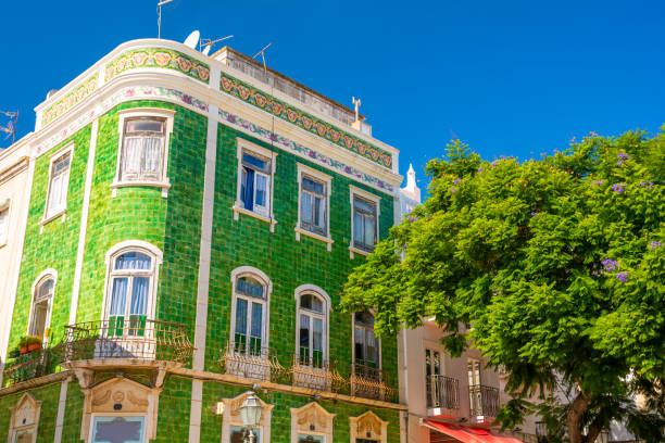 typical portuguese architecture in Lagos in Algarve, Portugal beautiful Lagos town in south Portugal lagos portugal stock pictures, royalty-free photos & images