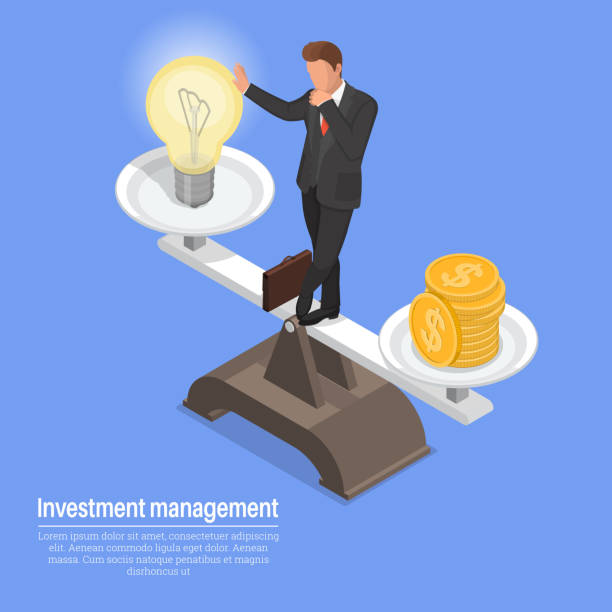 ilustraciones, imágenes clip art, dibujos animados e iconos de stock de gestión de inversiones - business leadership backgrounds light bulb