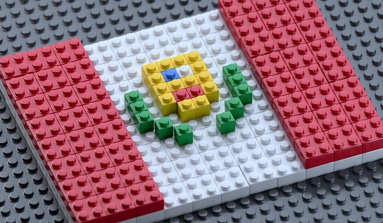Flag symbol made of bricks