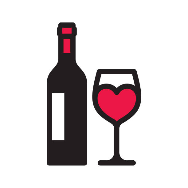 ilustrações de stock, clip art, desenhos animados e ícones de love wine icon - wine