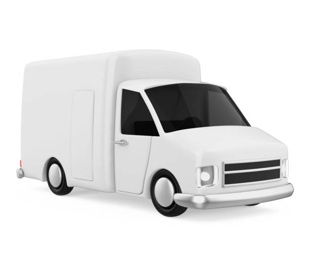 istock Cartoon Delivery Van Isolated 1227214559