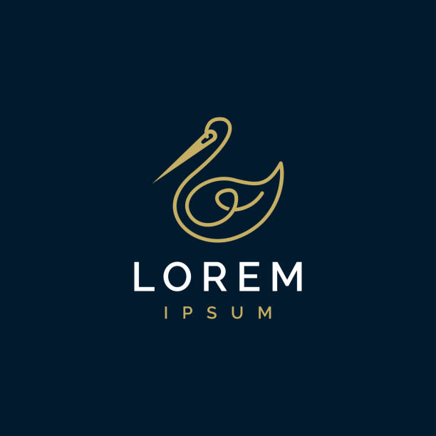 Swan tailor vector icon thread and needle, Swan tailor vector icon fashion designer logos images stock illustrations