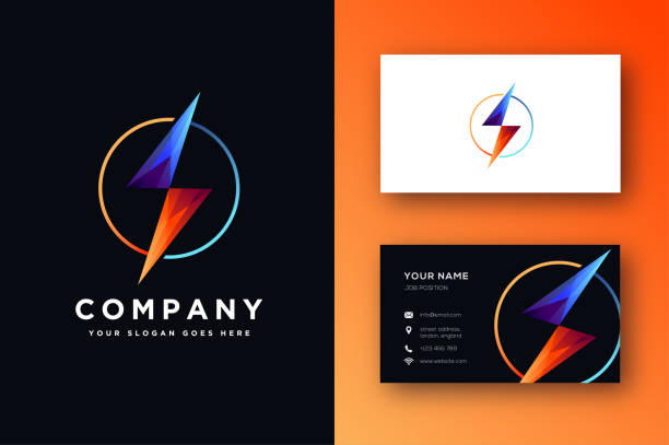 storm vector icon and business card template Letter S for storm vector icon and business card template electric logo stock illustrations