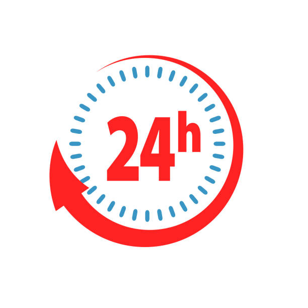istock Delivery service time icon clock arrow 24 hours for design, stock vector illustration, stock vector illustration 1227218397