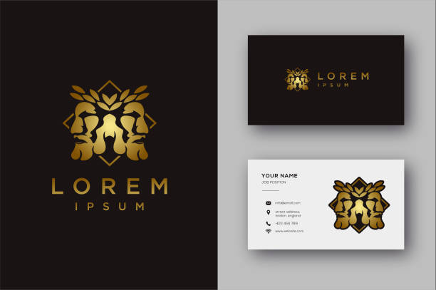 Janus God vector icon and business card template Elegance gold Janus God  vector icon and business card template janus head stock illustrations