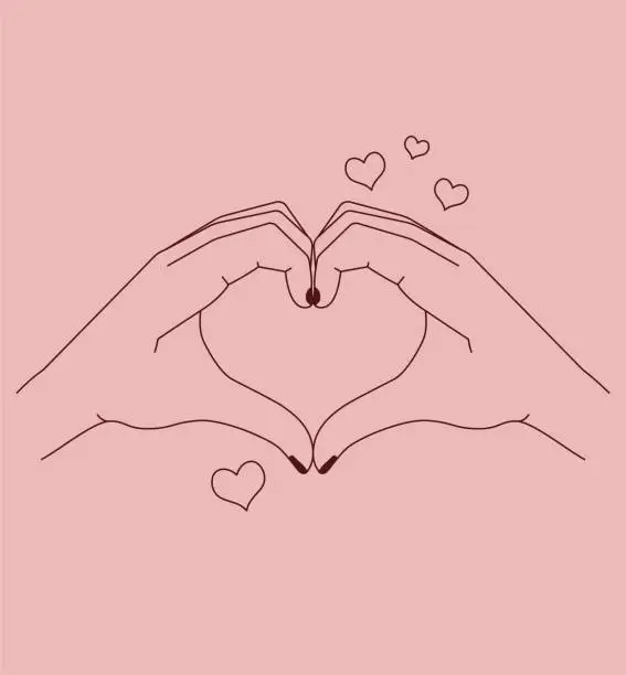 Vector illustration of Woman making a heart gesture with her fingers