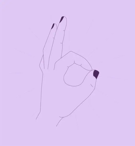 Vector illustration of Woman making an OK or Good gesture with her hand