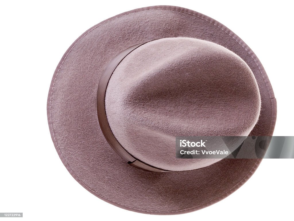 ブラウンのフェルトの男性の帽子上の眺め - よそいきの服のロイヤリティフリーストックフォト