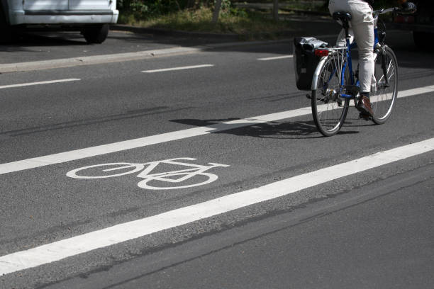 istock Bicycle lane with a passing unrecognisable cyclist 1227230416