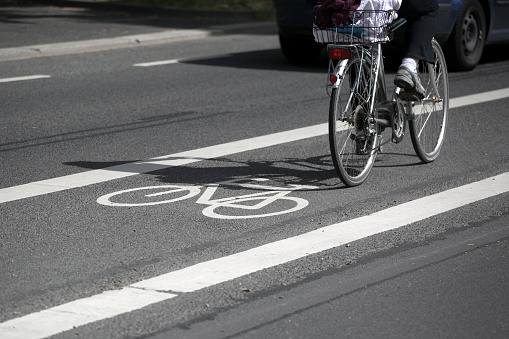Bicycle lane, urban scene