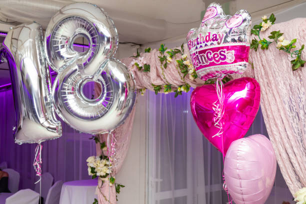 istock Decorative balloons on the 18 birthday party. 1227230917