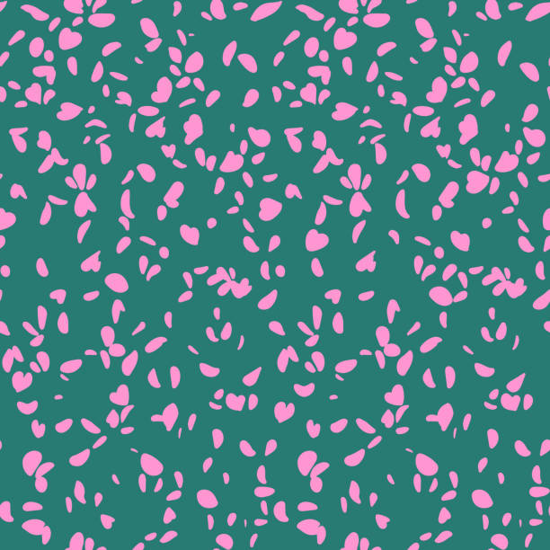 Simple botanical background. Nature ornament. Seamless pattern made of scattered plain flower petals. Small brush strokes geometric shapes. Trendy flat illustration with brush strokes, Simple botanical background. Nature ornament. Seamless pattern made of scattered plain flower petals. Small brush strokes geometric shapes. Trendy flat illustration with brush strokes, all over pattern stock illustrations