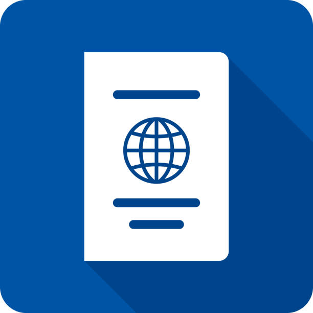 Passport Icon Silhouette 3 Vector illustration of a blue passport icon in flat style. blue us passport cover stock illustrations