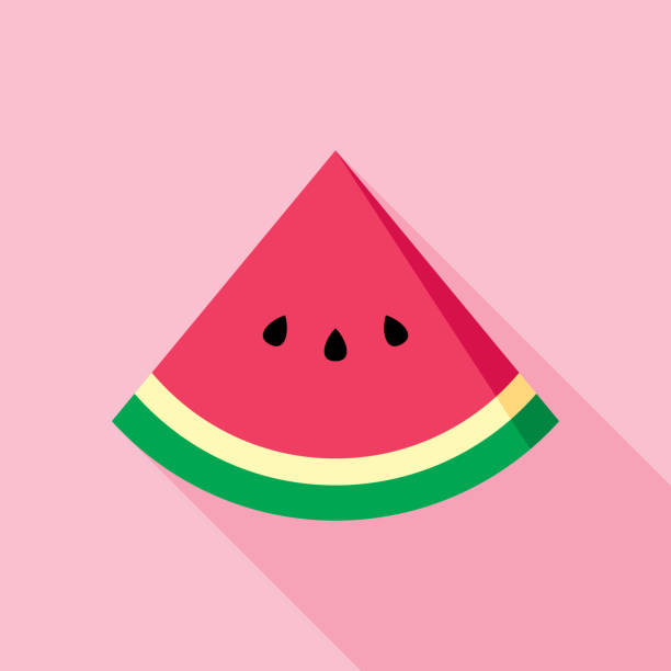 ilustraciones, imágenes clip art, dibujos animados e iconos de stock de watermelon icon flat - watermelon
