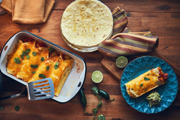 istock Rolled Tortilla Stuffed with Shredded Chicken 1227233830