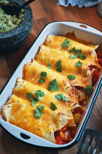 Rolled Tortilla Stuffed with Shredded Chicken