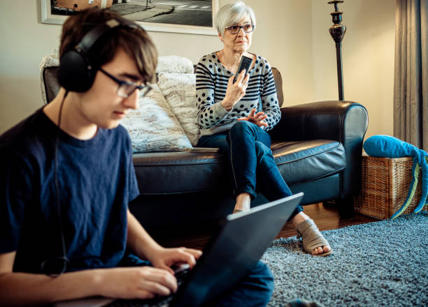 istock Screen time, Grandmother and Grandson with home technology 1227234989
