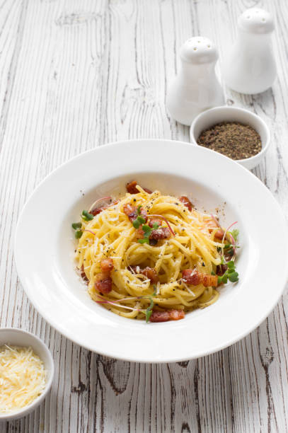 istock Italian pasta with bacon and parmesan cheese 1227235517