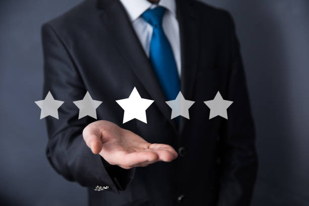 istock Man hand stars in screen 1227236142
