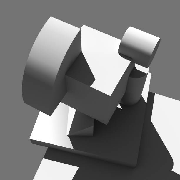 istock Abstract architectural composition of geometric shapes. Modern abstract sculpture. 3D illustration. 1227236213