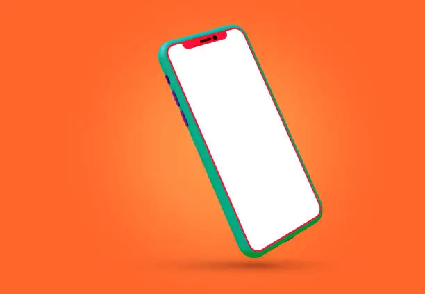 phone mock up on orange background - 3d rendering
