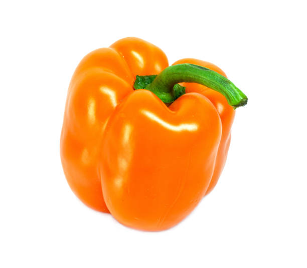 istock One bright orange raw washed with tail sweet bulgarian pepper isolated on white background 1227241186