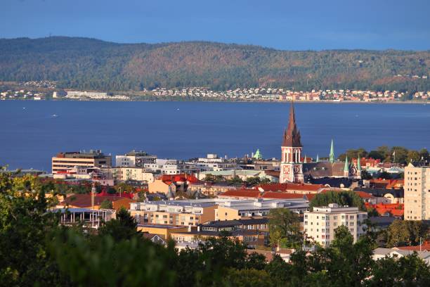 Jonkoping town Jonkoping town skyline with lake Vattern in Sweden. Jonkoping, Sweden. jonkoping stock pictures, royalty-free photos & images