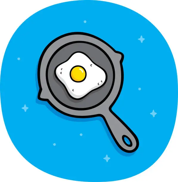 Vector illustration of Frying Pan with Egg Doodle
