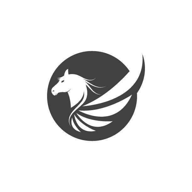 pegasus vector logo szablon szablon ilustracji wektora - pegasus horse symbol mythology stock illustrations