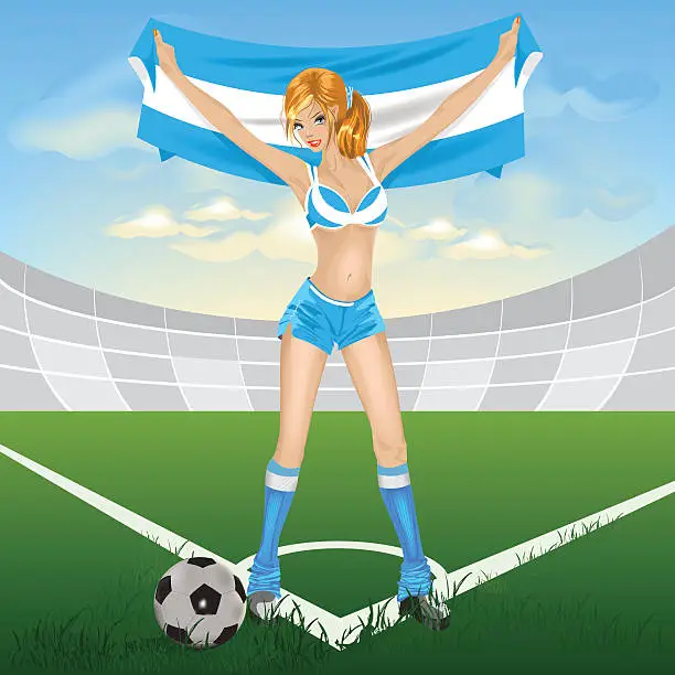 Vector illustration of Argentina girl soccer fan