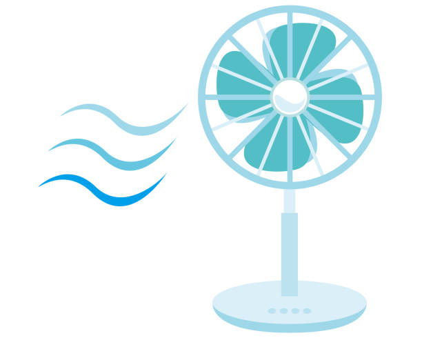 ilustrações, clipart, desenhos animados e ícones de ilustração vetorial de um ventilador, ícone de ventilador elétrico - electric fan