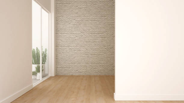 istock Empty room design and brick wall decoration for residence bussiness - Empty room for hotel or apartment - 3D Rendering 1227268413