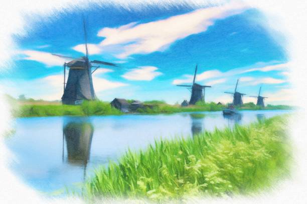 istock Traditional dutch windmills and houses 1227269270