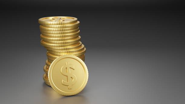 istock 3D Render. Gold shiny coins stack. There is light reflected on the coin on the black scene. The concept of money growth in accounts saving money that is increasing steadily. Copy space. 1227270250