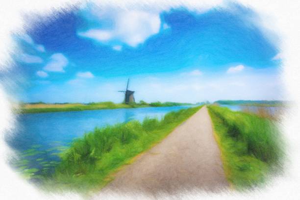 istock Traditional dutch windmills and houses 1227272931