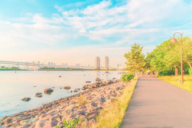 Beach from Odaiba, Tokyo bay, Tokyo