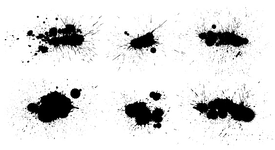Collection of Ink splashes isolated on white background