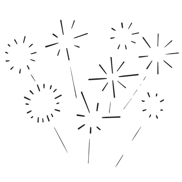 doodle feuerwerk platzen symbol handzeichnung - holiday vacations party mirrored pattern stock-grafiken, -clipart, -cartoons und -symbole