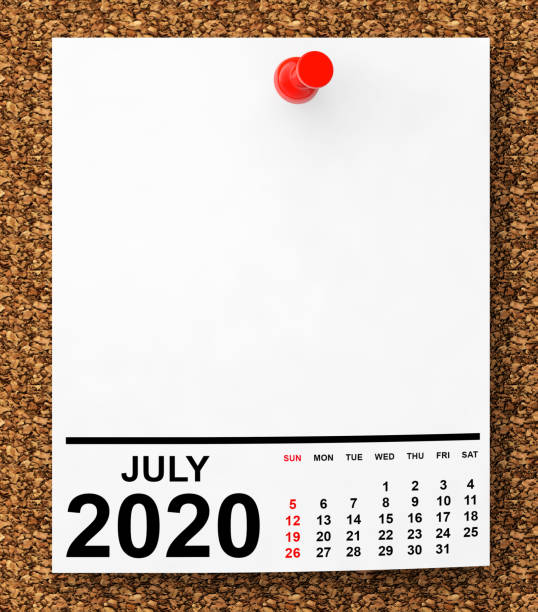 istock Calendar July 2020 on Blank Note Paper. 3d Rendering 1227279893