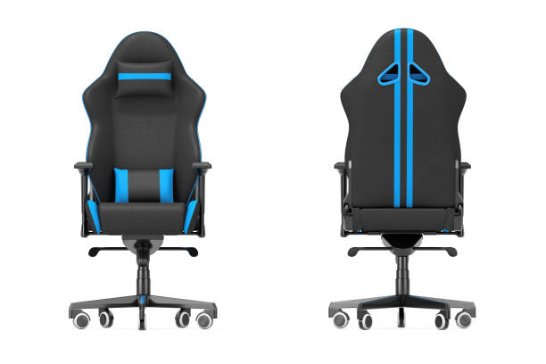 istock Professional Modern Black and Blue Computer Gaming Armchair. 3d Rendering 1227279921