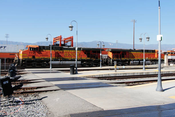 San Bernardino, California, USA - Aug 17, 2014: BNSF train at San Bernardino Depot.