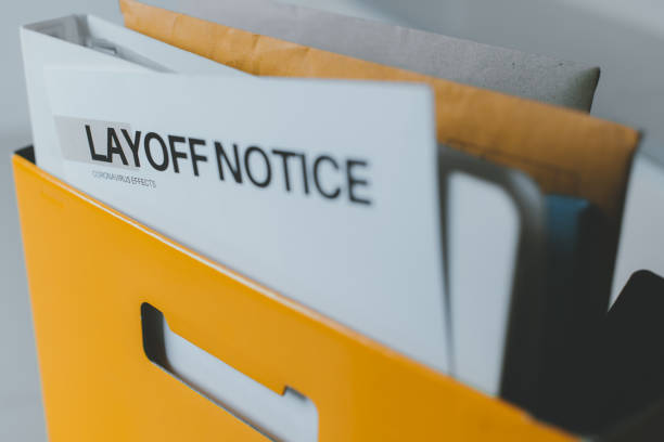 Layoff notice after spread of Covid-19 (corona virus), Crisis of the business recession during the Covid-19 outbreak. Layoff notice after spread of Covid-19 (corona virus), Crisis of the business recession during the Covid-19 outbreak. -stock photo being fired stock pictures, royalty-free photos & images