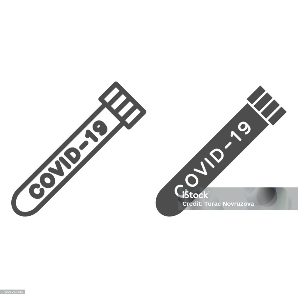 Linha de tubo de teste coronavirus e ícone sólido, conceito de infecção coronavírus, sinal de exame de sangue em fundo branco, ícone de teste de sangue Covid-19 em estilo de contorno para conceito móvel e web. Gráficos vetoriais. - Vetor de Ícone de Computador royalty-free Linha de tubo de teste coronavirus e ícone sólido, conceito de infecção coronavírus, sinal de exame de sangue em fundo branco, ícone de teste de sangue Covid-19 em estilo de contorno para conceito móvel e web. Gráficos vetoriais. - Vetor de Ícone de Computador royalty-free