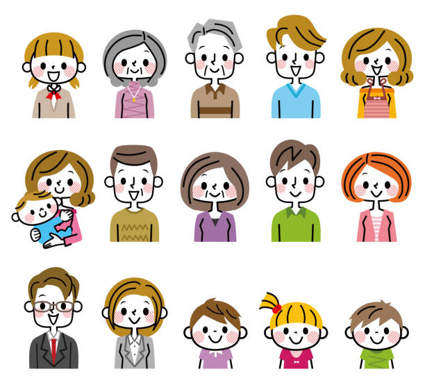 A set of people of various generations. A set of people of various generations. childhood illustrations stock illustrations