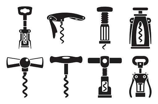Corkscrew opener icons set. Simple set of corkscrew opener vector icons for web design on white background