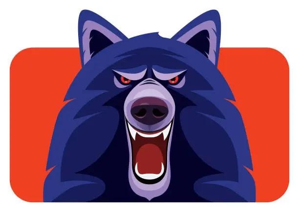 Vector illustration of angry wolf snarling