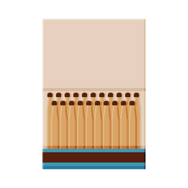 istock Matchbox with Matches, Sulphur Head Match set for Bonfire, Gas Stove, Smoking Vector Illustration 1227307793